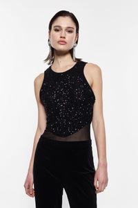 Sleeveless sequin bodysuit