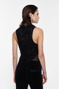 Sleeveless sequin bodysuit