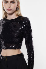 Load image into Gallery viewer, Long sleeve t-shirt with sequins
