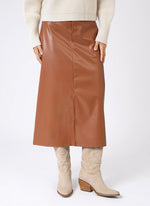 Load image into Gallery viewer, Julina Faux Leather Midi Skirt
