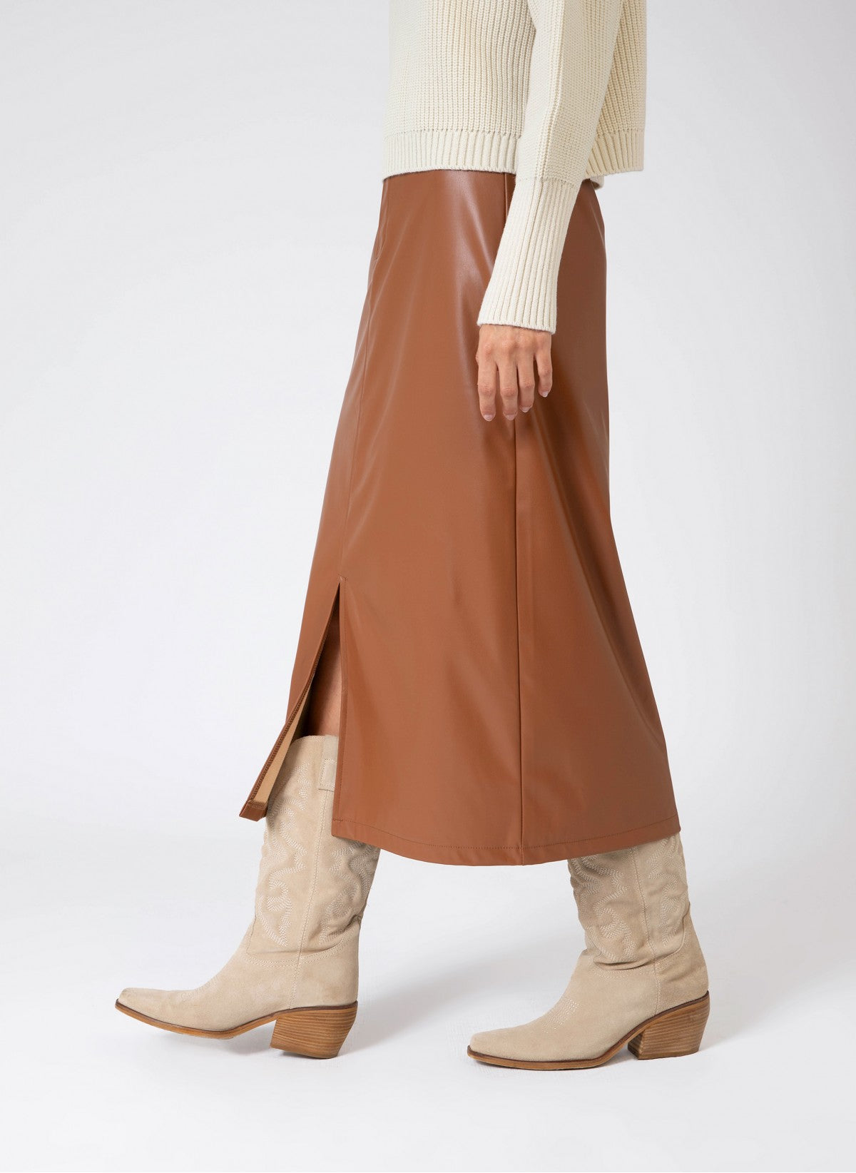 Julina Faux Leather Midi Skirt